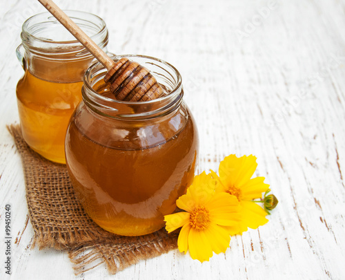 Honey with flowers