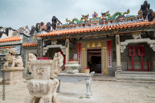 Exterior of the decorated Pak Tai Temple on Cheung Chau Island in Hong Kong, China.