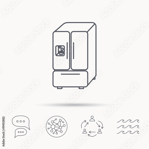 American fridge icon. Refrigerator with ice sign