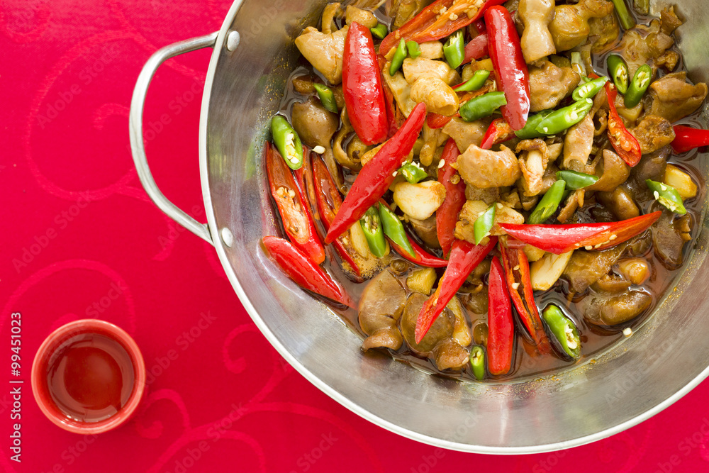 Chinese cuisine griddle pork intestines Chinese cuisine griddle pork intestines