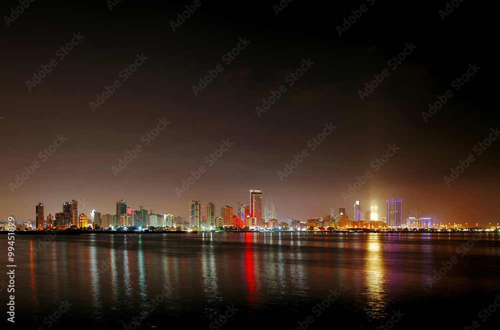 Illuminated Al Fateh Highway Highrise buildings