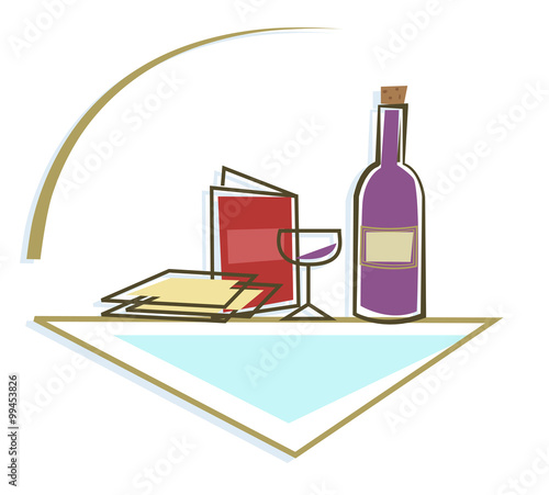 Seder Table Icon - Stylized icon of Passover Seder table with Passover items. Eps10