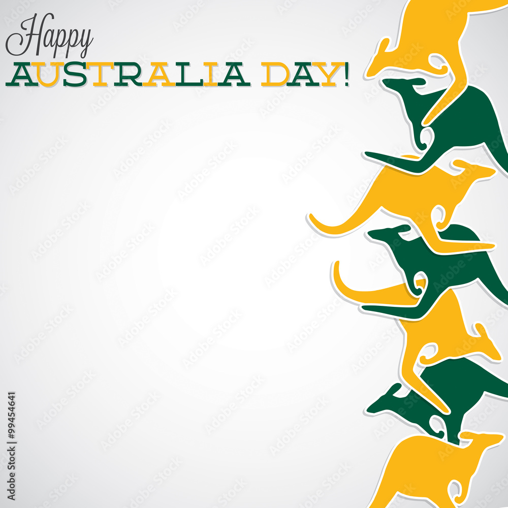 Fototapeta premium Kangaroo line Australia Day card in vector format.