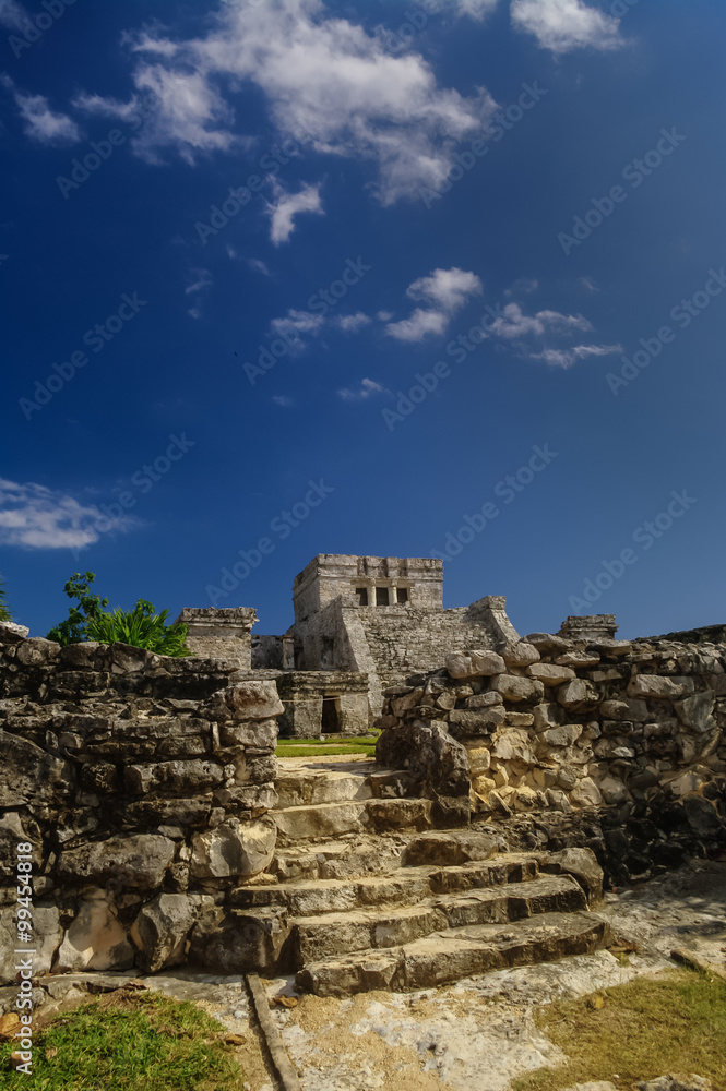 Tulum, Mayan Ruins Besides Caribbean Sea. Riviera Maya, Travelin