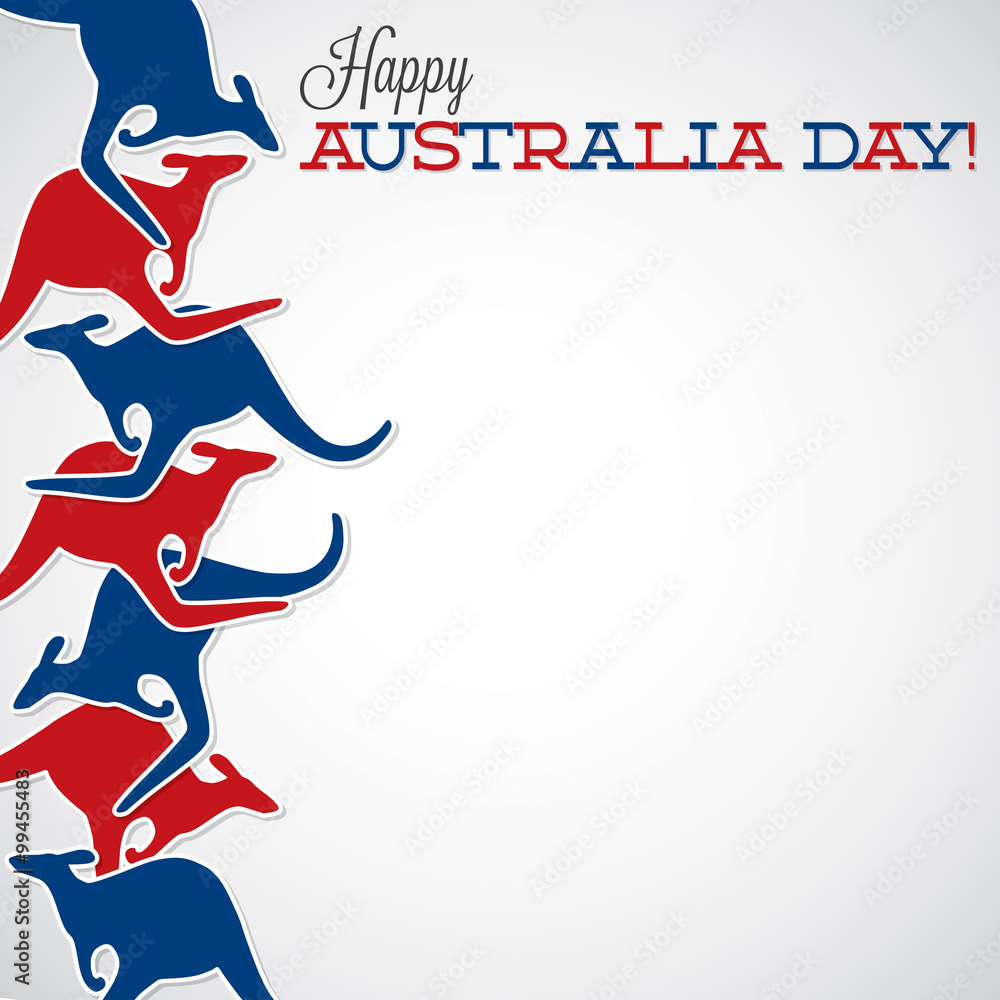Kangaroo line Australia Day card in vector format.