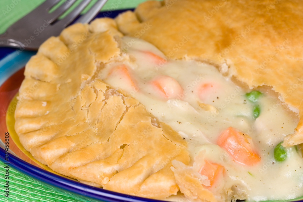 Chicken Pot Pie – Chicken, carrots, and peas in a cream sauce, baked in a pot pie crust. Chicken Pot Pie – Chicken, carrots, and peas in a cream sauce, baked in a pot pie crust.