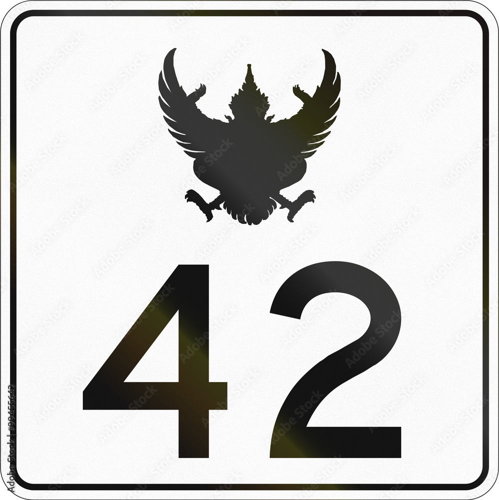 Obraz premium Road shield of a Thailand federal highway