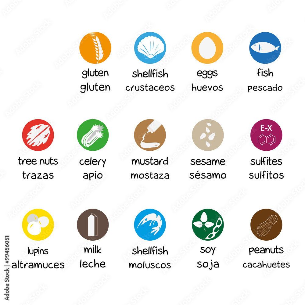 Food allergies symbols vector de Stock Adobe Stock