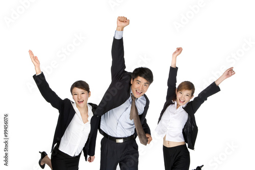 Three Excited Business People