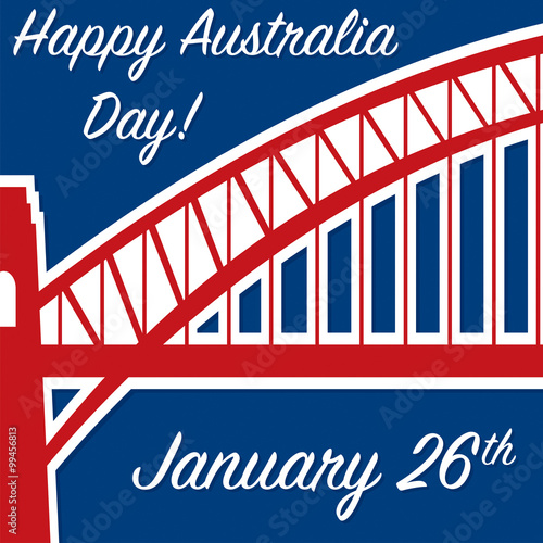 Harbour bridge sticker Australia Day card in vector format.
