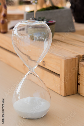 Hourglass on table
