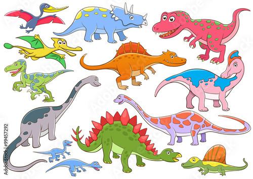 illustration of cute dinosaurs cartoon character