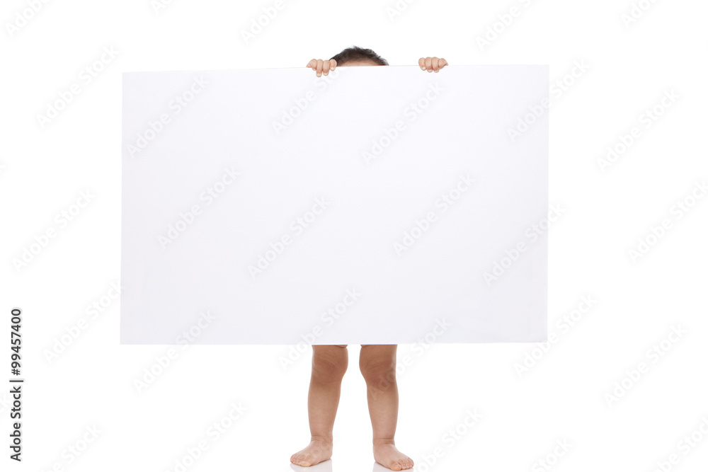 Fototapeta premium Baby with white board