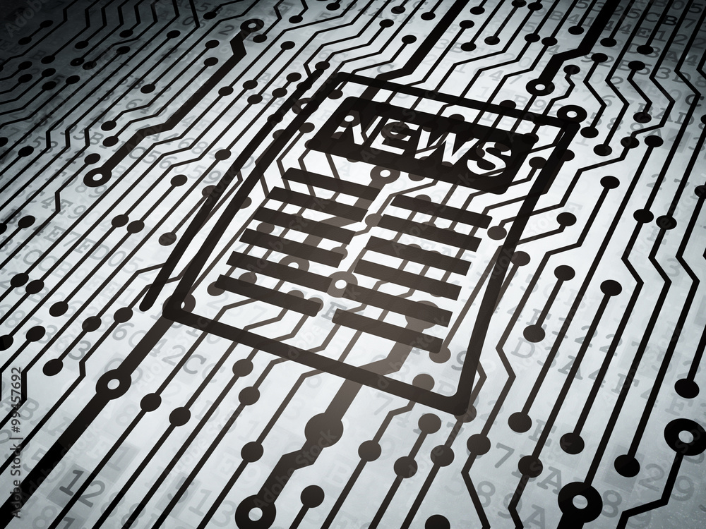 News concept: circuit board with Newspaper News concept: circuit board with Newspaper
