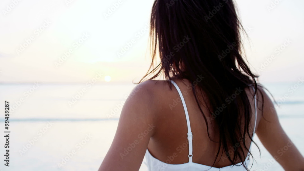 Portrait of African American girl taking selfie on ocean beach Portrait of African American girl taking selfie on ocean beach