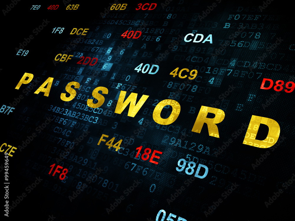 Protection concept: Password on Digital background Protection concept: Password on Digital background