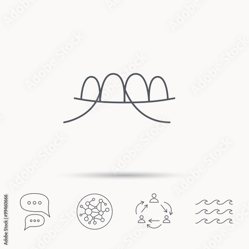 Dental floss icon. Teeth cleaning sign.