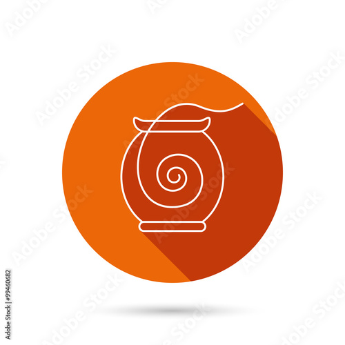 Dental floss icon. Teeth cleaning sign.