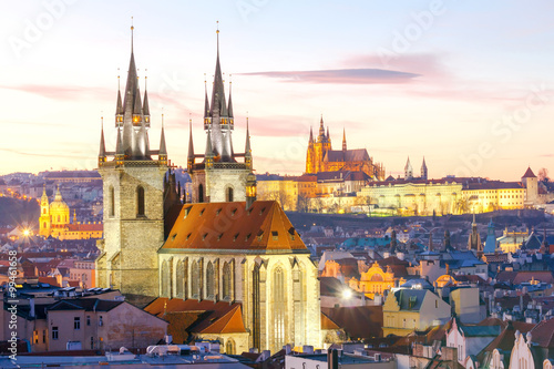 Prague. View of the city at sunset.