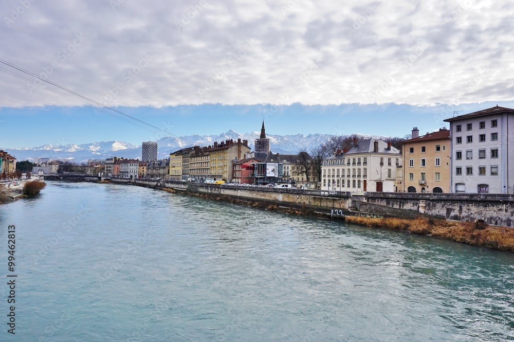 The town of Grenoble, the capital of the French department of Isere at the foot of the Alps mountains