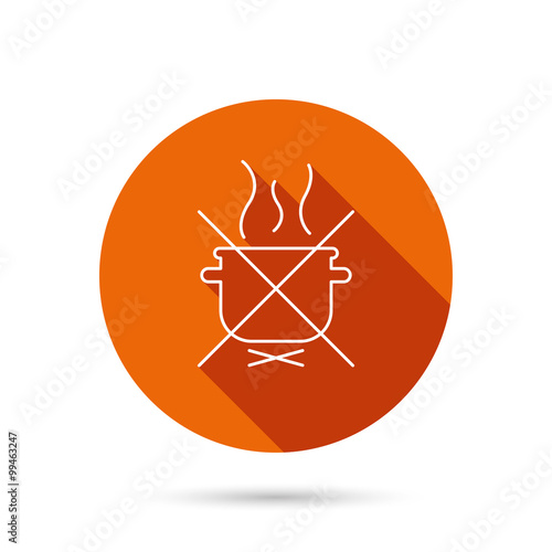 Boiling saucepan icon. Do not boil water sign.