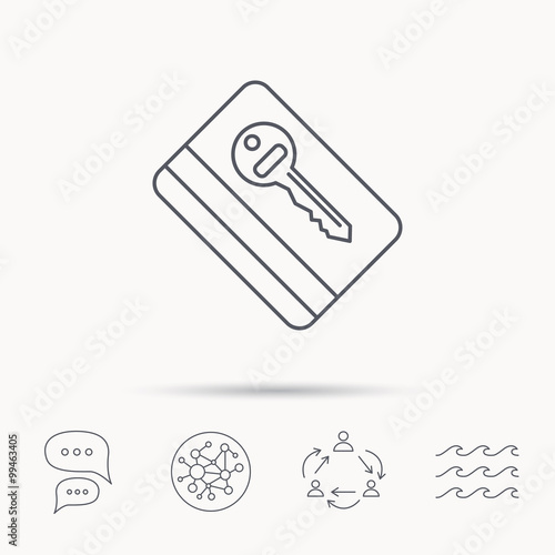Electronic key icon. Hotel room card sign.