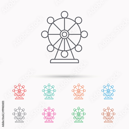 Ferris wheel icon. Entertainment park sign.