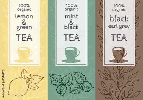 Vector set of templates packaging tea.