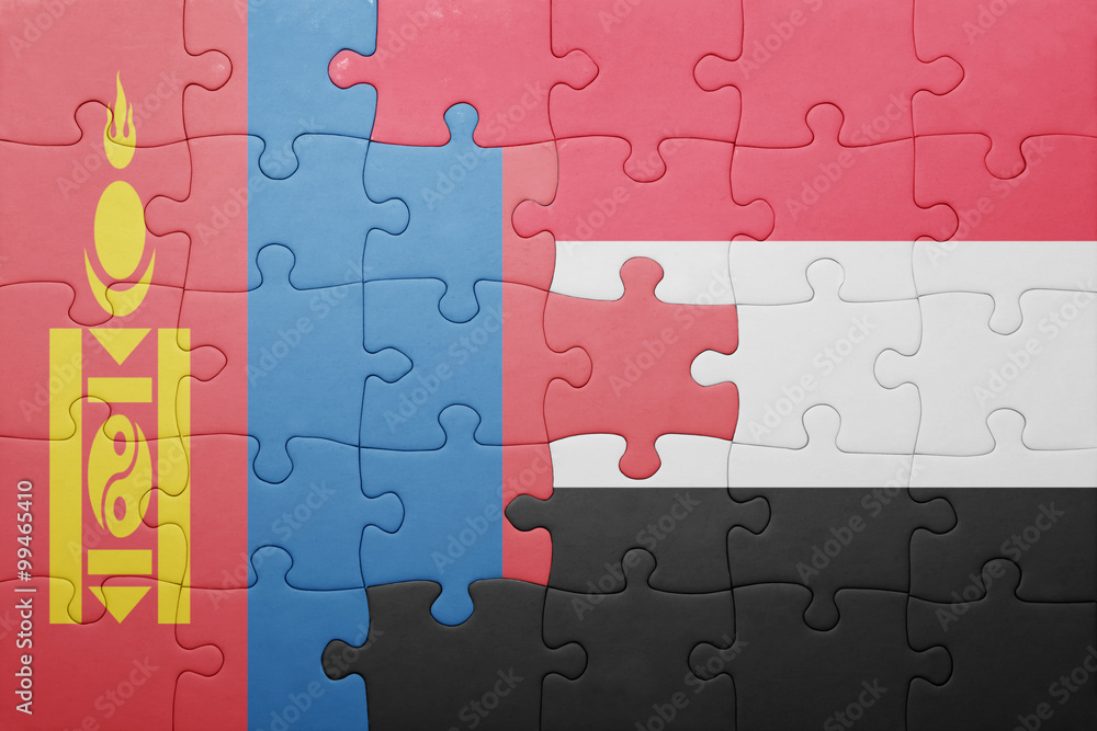 puzzle with the national flag of mongolia and yemen puzzle with the national flag of mongolia and yemen
