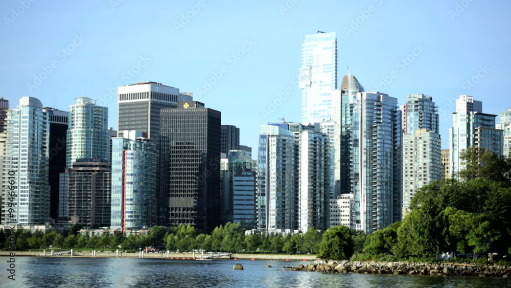 Vancouver Harbor Waterfront Skyscrapers residential apartments Canada Vancouver Harbor Waterfront Skyscrapers residential apartments Canada