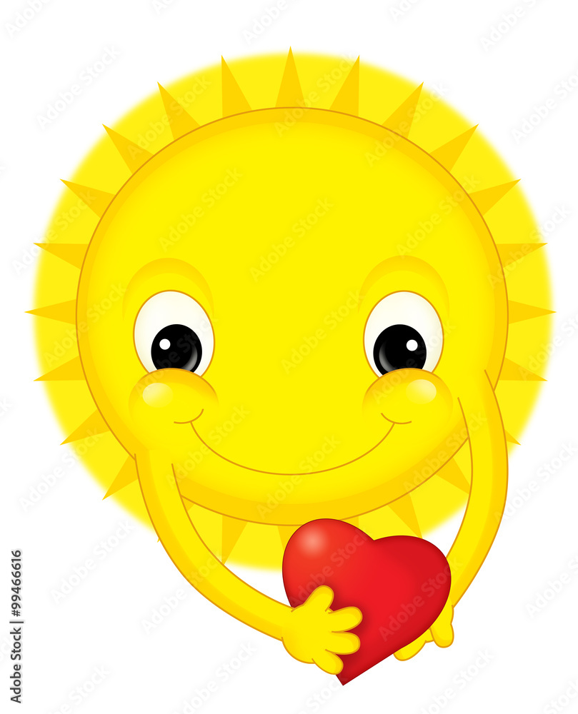 Cartoon sun on valentine - isolated - illustration for the children Cartoon sun on valentine - isolated - illustration for the children