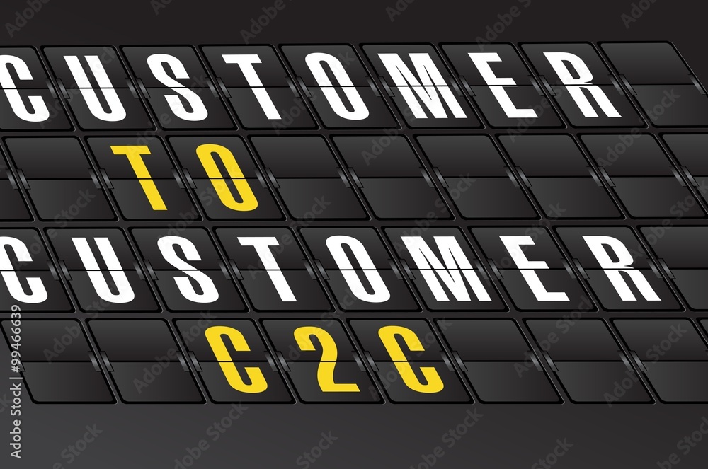 C2C concept sign on airport board background