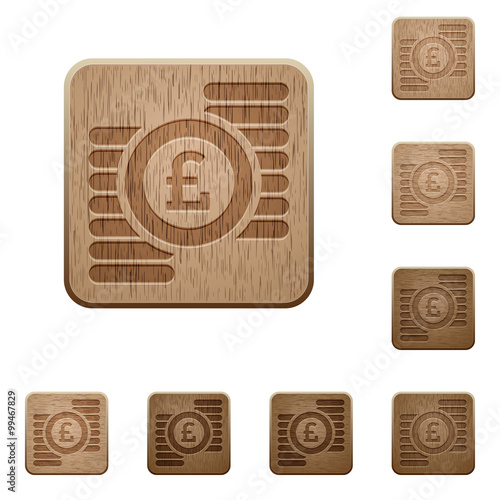 Pound coins wooden buttons
