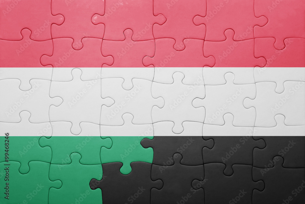 puzzle with the national flag of hungary and yemen puzzle with the national flag of hungary and yemen
