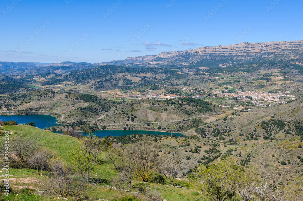 View of Cornudella and the Monstant mountain, Spain