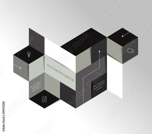 Infographic square tab, chart. Polygonal design.
