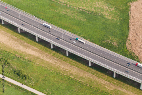 aerial view of highway