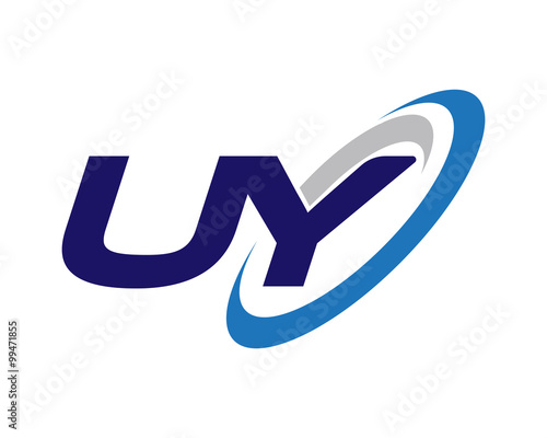 Free Download UY Letter Swoosh blue Logo - GFXLoad
