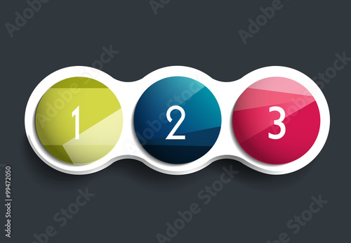 Three steps elements bubble chart, scheme, diagram, template. Infographic template.