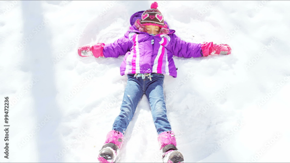 young female child girl outdoor snow playing tourism promotion travel lifestyle