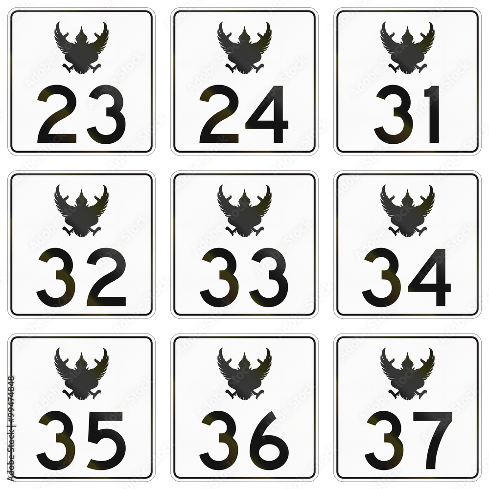 Collection of federal highway shields used in Thailand Collection of federal highway shields used in Thailand