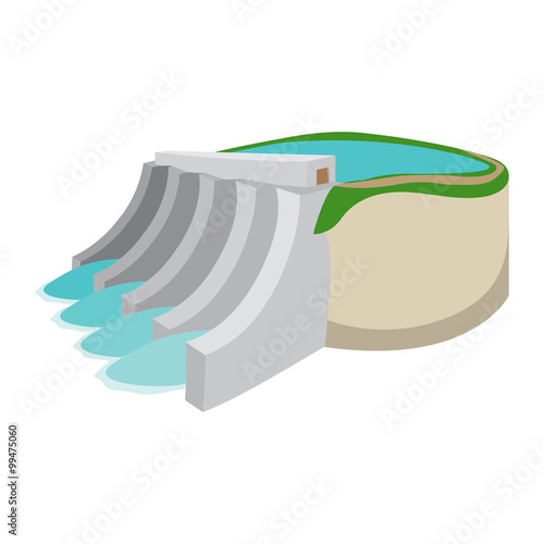 Hydroelectric power station cartoon icon