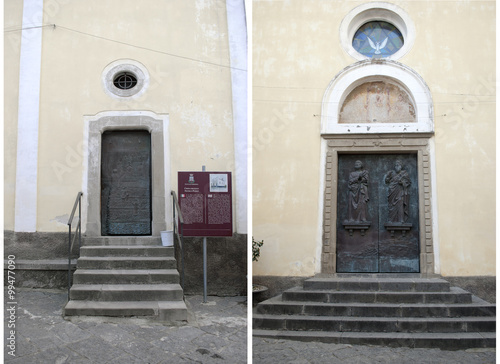 Door Church of Saints Peter and Paul  Agropoli village  Italy