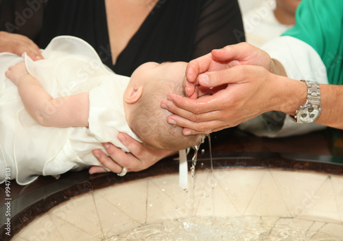 Obraz na plátně Newborn baby baptism