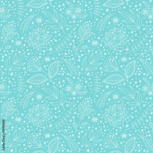 Seamless vector pattern with flowers and floral elements. © mashot