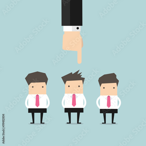 Recruitment concept hand pointing to businessman