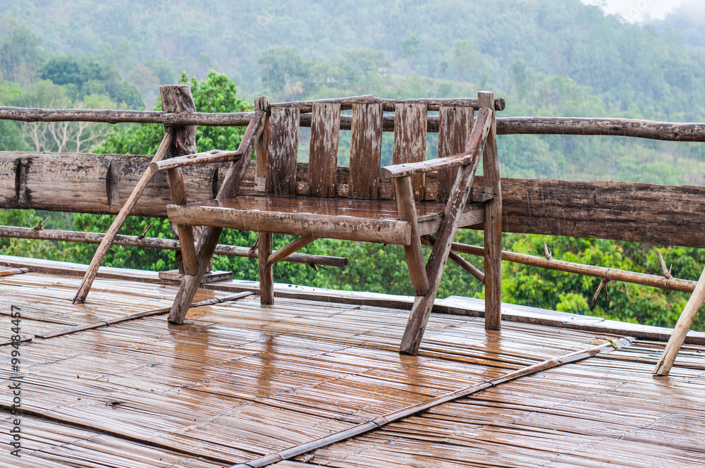 Vintage  wood chairs view at  Chiang Dao hill Thailand