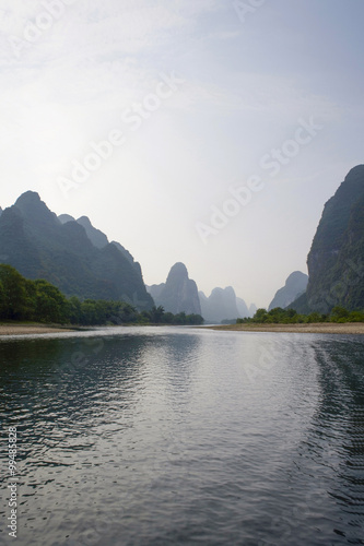 View of the Guilin hills from a boat