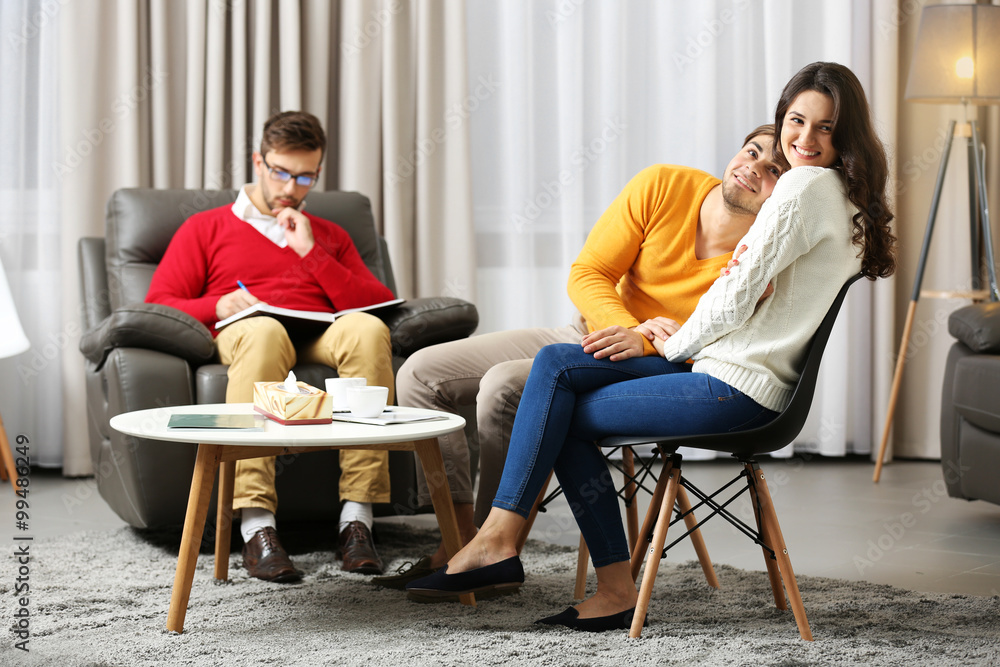 Young couple with problem on reception for family psychologist Young couple with problem on reception for family psychologist