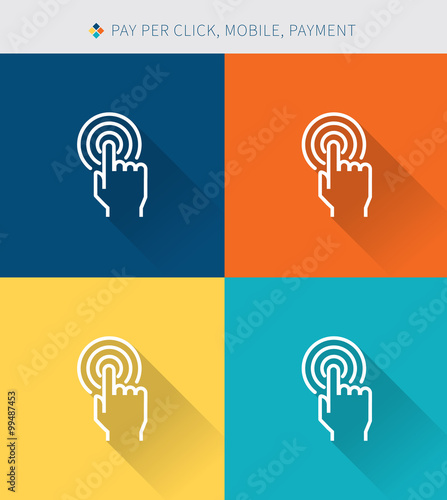 Thin thin line icons set of mobile & pay per cilck and payment ,modern simple style photo
